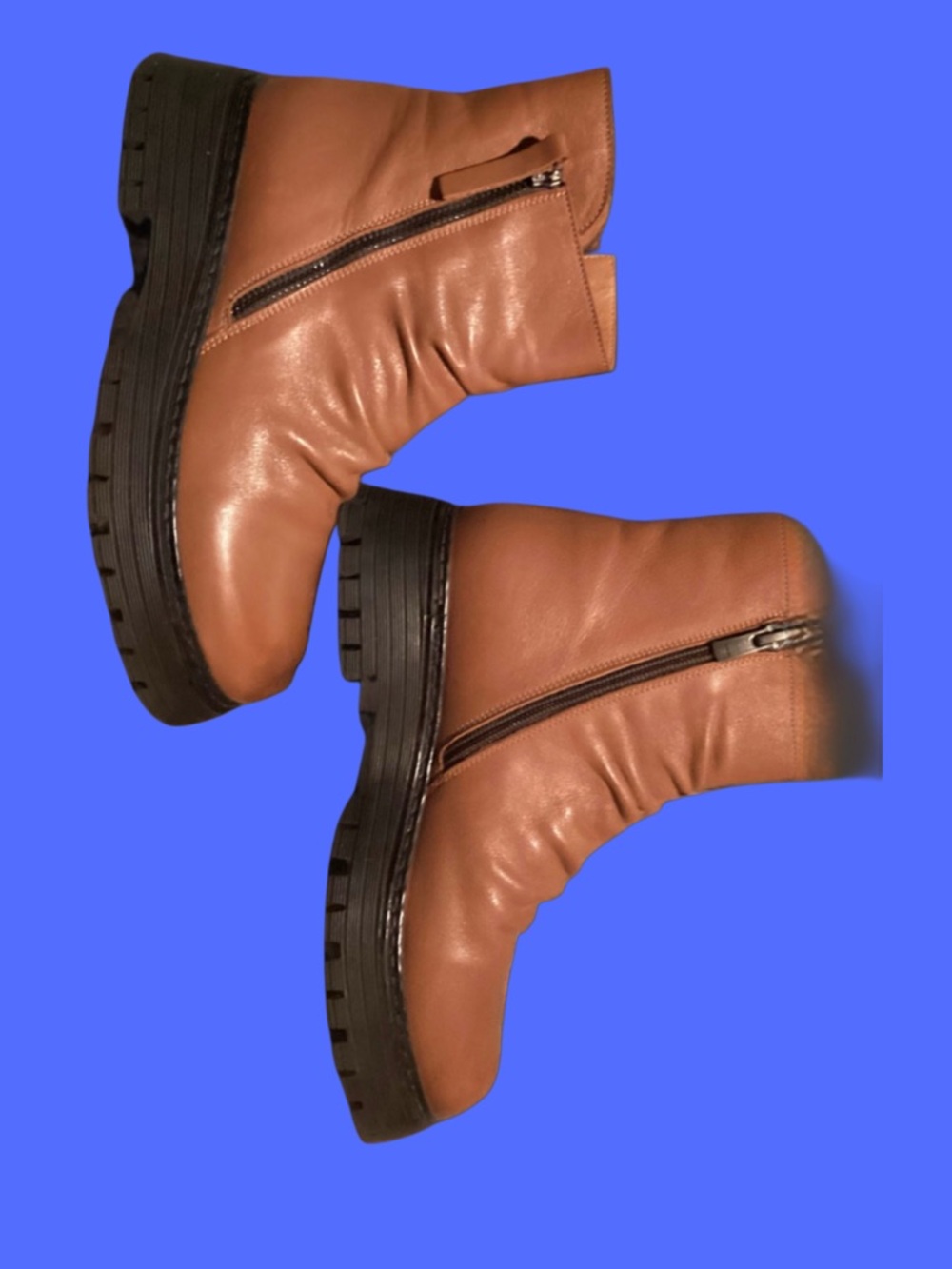 Miz Mooz Tan Moto Boots with Black Sole - Picture 6 of 10